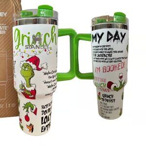 Grinch 40 OZ Mean one Tumbler!, Straw and Straw Topper